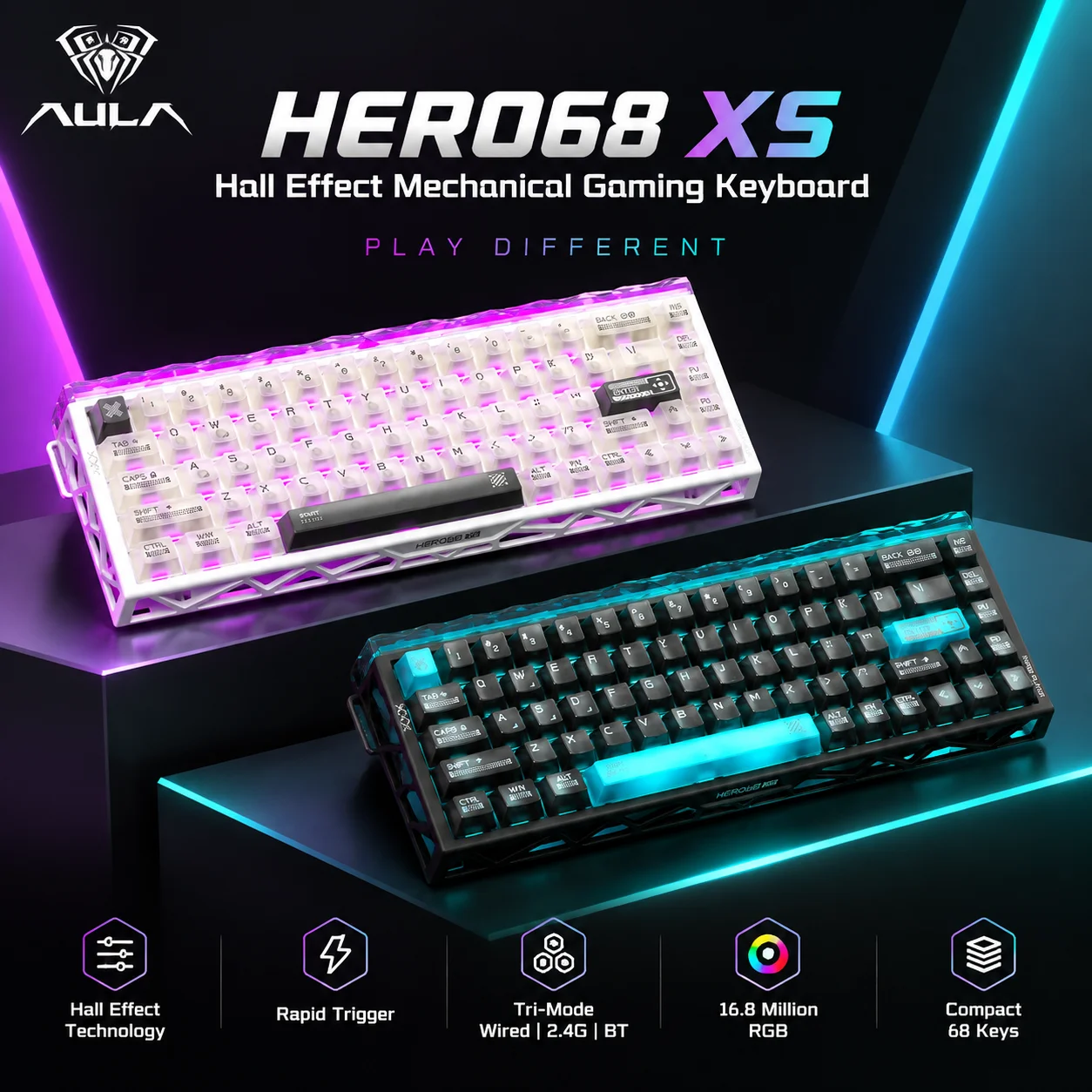 Gaming Keyboard Nearby - 아울라 히어로68 XS 홀 효과 자기식