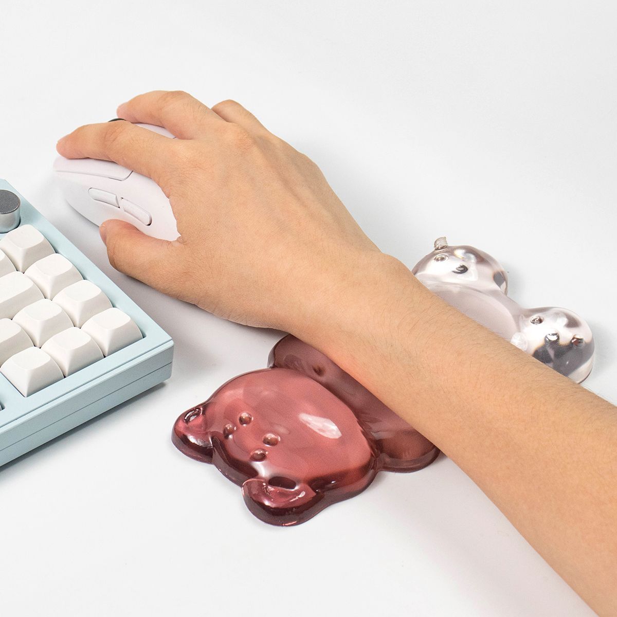 Gaming Keyboard Number Pad - 귀여운 곰 모양 손목 받침대 투명