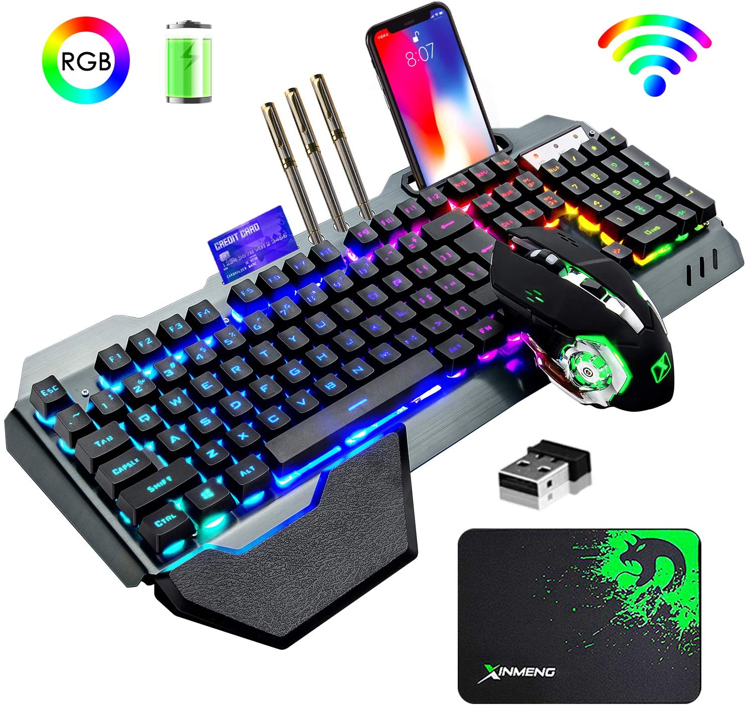 무선 게임용 키보드 및 마우스 콤보, 레인보우 LED  - Gaming Keyboard Ergonomic 리뷰 및 가격